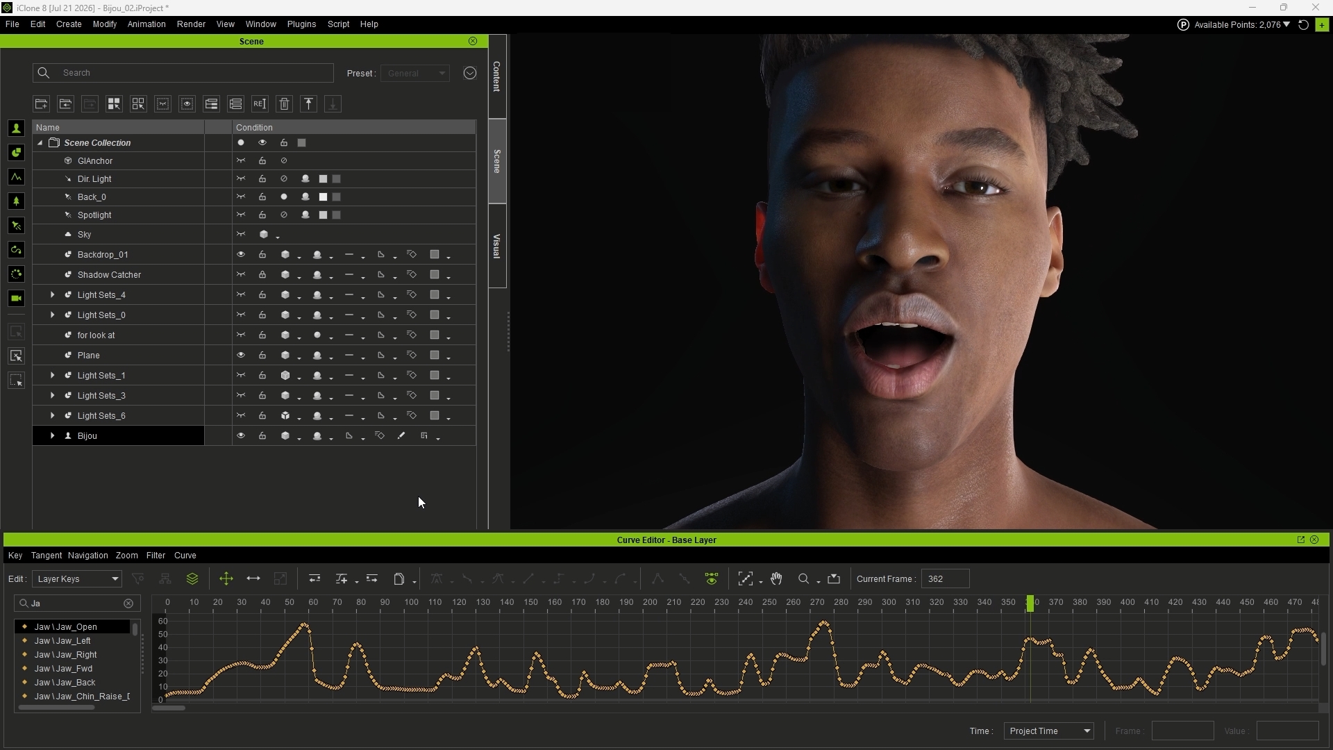 AccuFACE screenshot - Particle and Timeline Editing